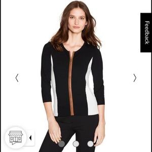 White House Black Market Faux Leather Cardigan